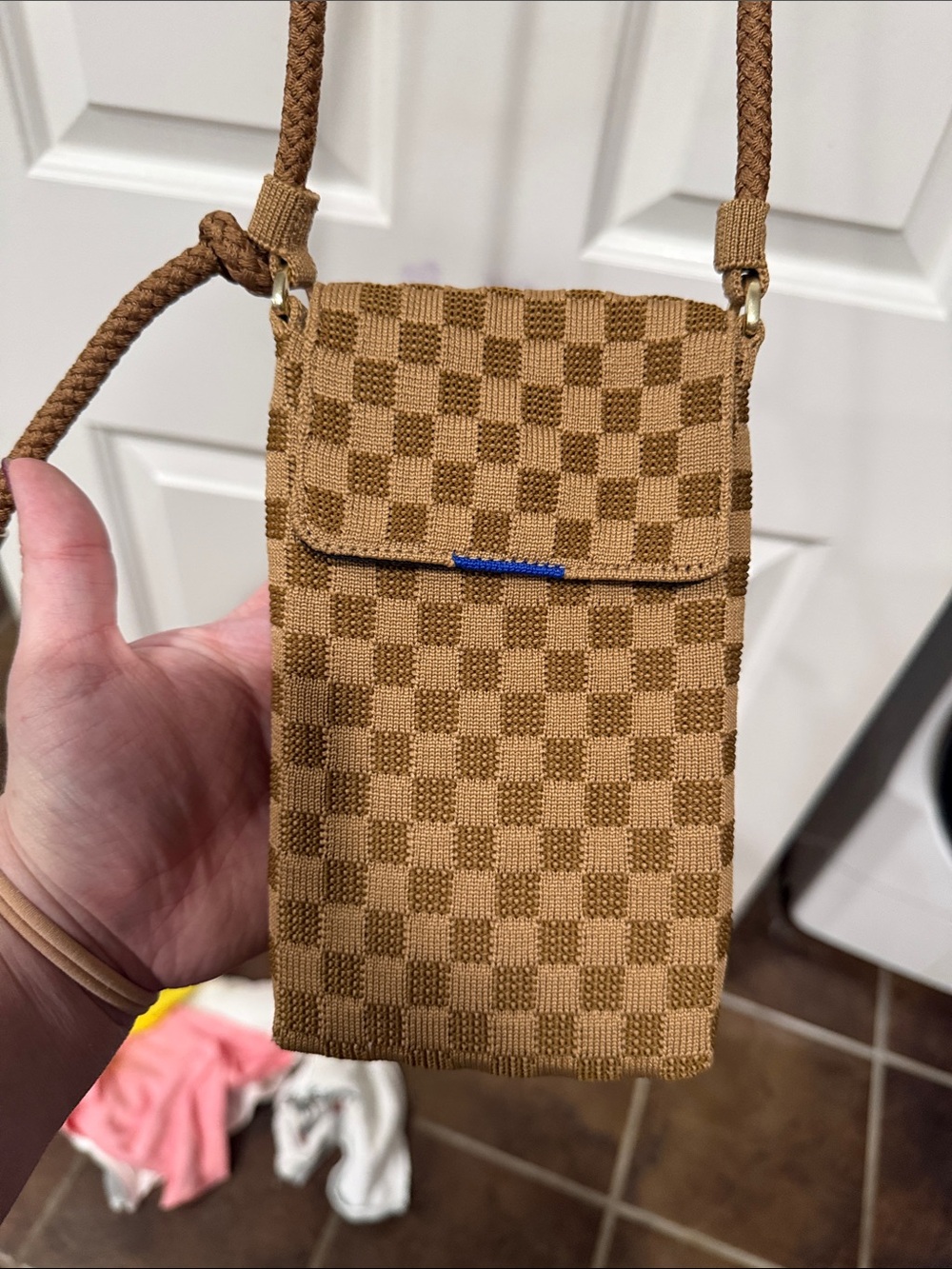 Rothy’s Checkered Crossbody Bag in Brown